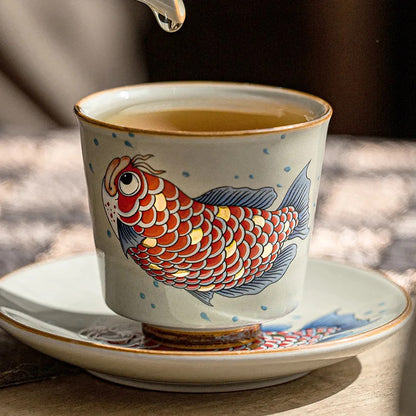 70ml Ceramic Arowana Tea Cup Home Master Cup Tea Tasting Cup Kung Fu Tea Set