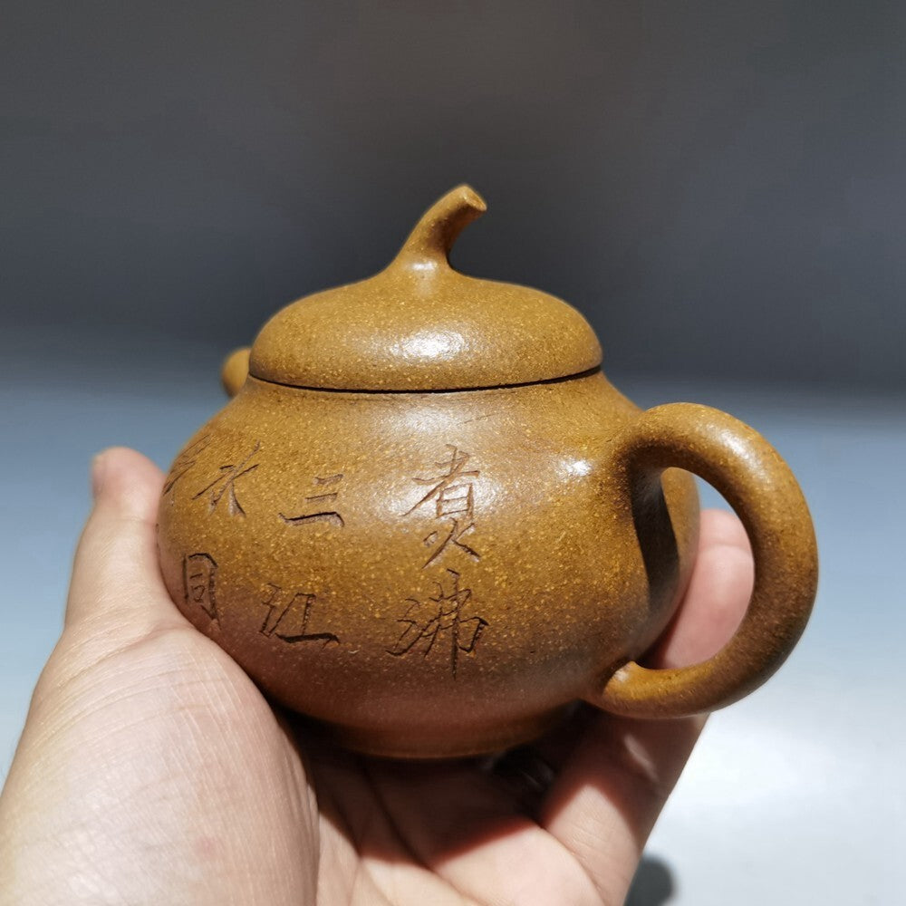 Chinese Yixing Zisha Clay Teapot Eggplant Segment Pot Zhejiang Ning Yucheng Kiln