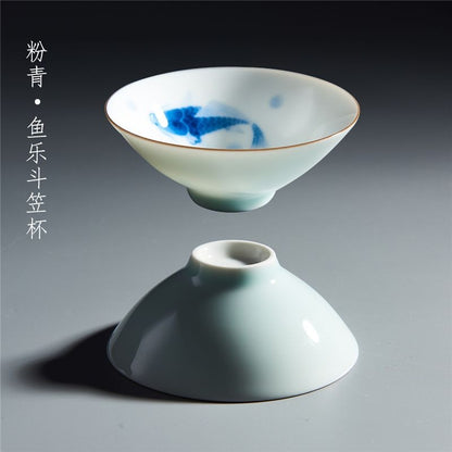 1pc Ceramic Tea Cup Color Glazed Ceramic Single Cup Hand Drawn Tea Cup