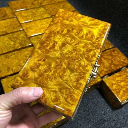 Golden Camphor Burl Wood Jewelry Box Solid Wood Tea Storage Keepsake Case