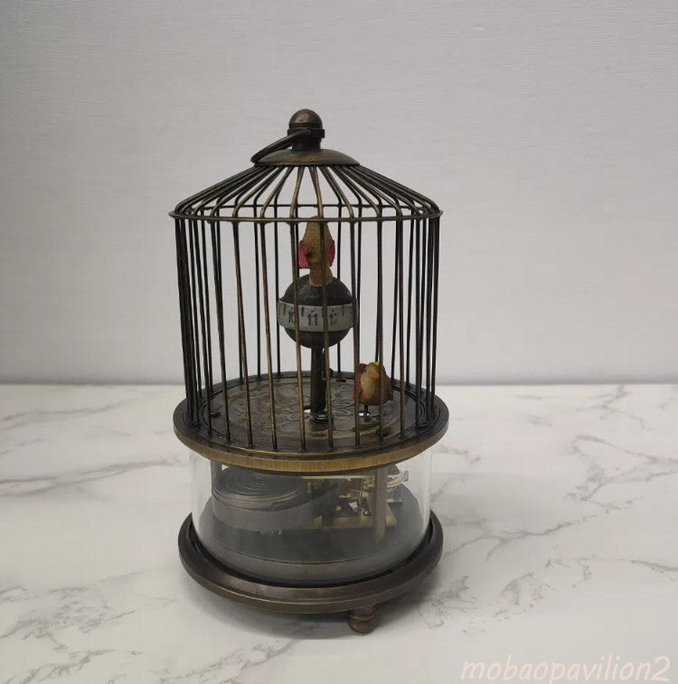 New Good Brass Birdcage Mechanical Table Clock Decor