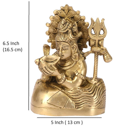 Hindu God Lord Brass Shiva Shiv Drinking Idol Statute Figurine