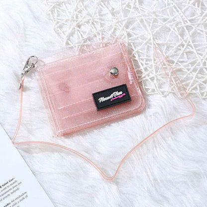 Transparent PVC Purse Card Bag Bus Card Cover Folding Wallet KidID Piece Set