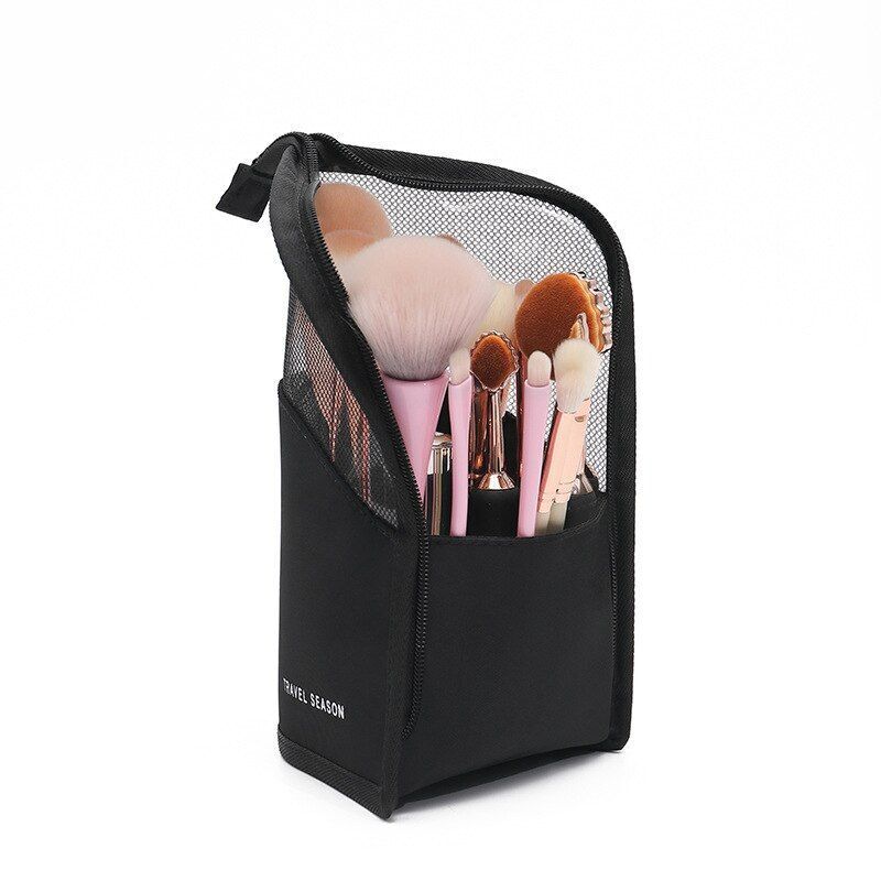 Cosmetic Bag Zipper Stand Makeup Bag Travel Holder Organizer Toiletry Purse Pink