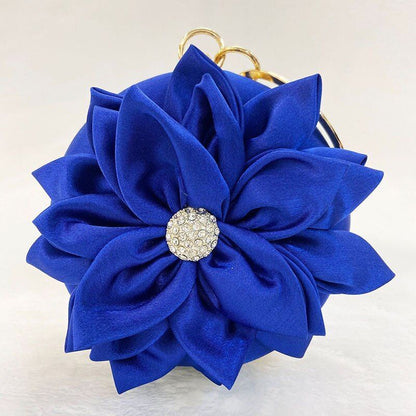 Red Flower Clutch Purse Women Round Bag Handbag Chain Shoulder Bags 15*15*5 CM