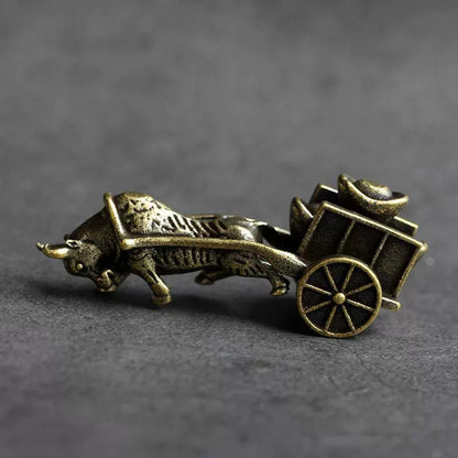 Retro Ornaments Bull Pull Ingot Cart Zodiac Folk Crafts Desktop Tea Pet Gifts