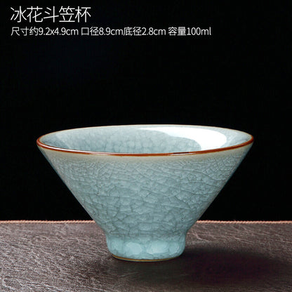 Ru Kiln Cup, Kung Fu Tea Cup, Ceramic Tea Cup, Tea Set, Ice Cracked Cup