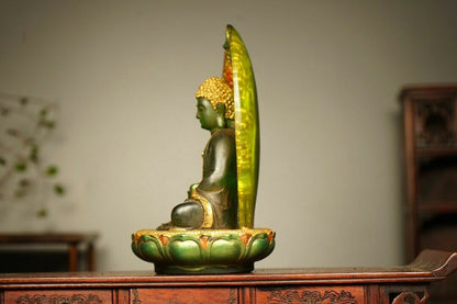 Chinese Old Beijing Glaze Gilded Handmade Exquisite Buddha Statue