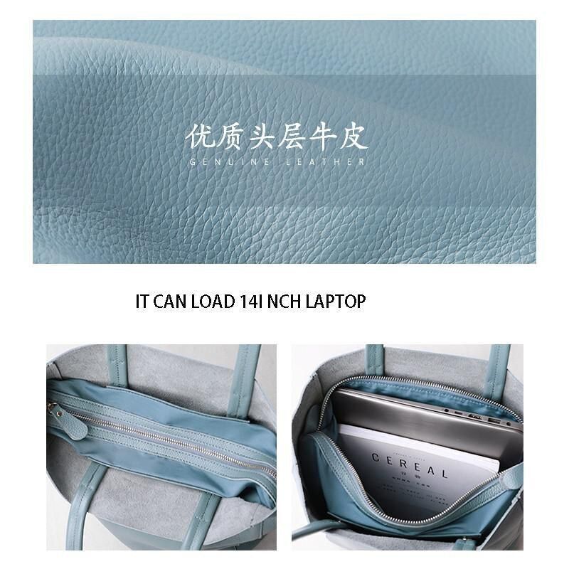 Genuine Leather Bag Big Tote Cowhide Handbag Shoulder Purse 32*11*40/28*10*34 CM