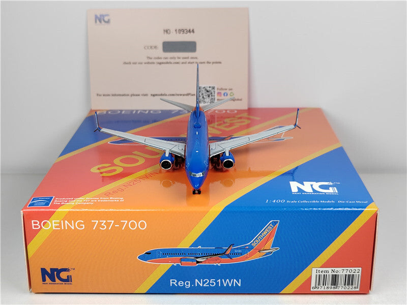 NG Models SOUTHWEST FOR BOEING B737-700 N251WN 1:400 Aircraft Pre-built Model