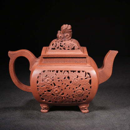 Chinese Yixing Zisha Clay Handmade Exquisite Teapot（四方狮尊 底款：大清乾隆年制）