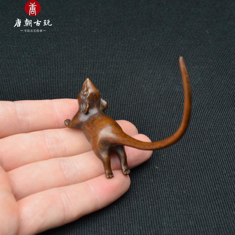 Rare chinese old bronze hand carved lovely mouse statue figure Tea pet Art Gift