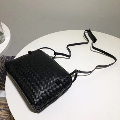 Woven Square Bag Genuine Leather Small Purse Single Shoulder Bag Crossbody Pouch