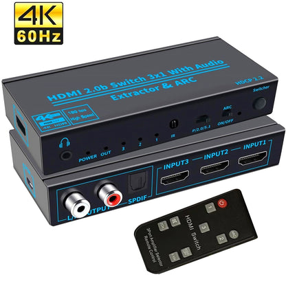 3 In 1 Out 3-Port HDMI Switch 3x1 Switcher Selector Splitter 4K 1080P For PS4 TV