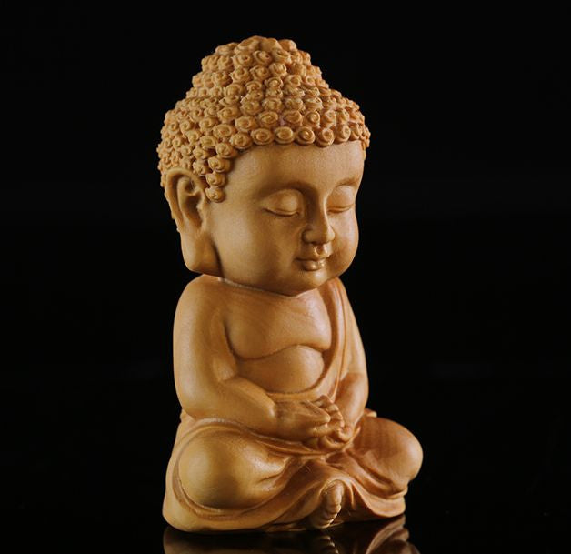 6.8*3.9*3.0 CM Carved Boxwood Figurine Carving : Rulai Buddha Boy