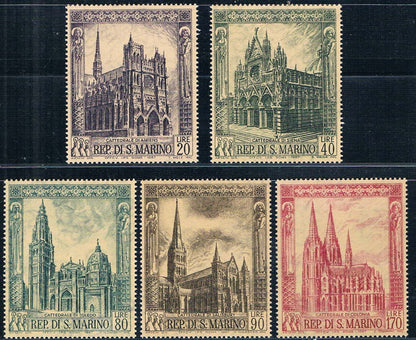 San Marino Post Stamp 1967 World Famous Cathedral Sculpture Complete Set 5 Piece