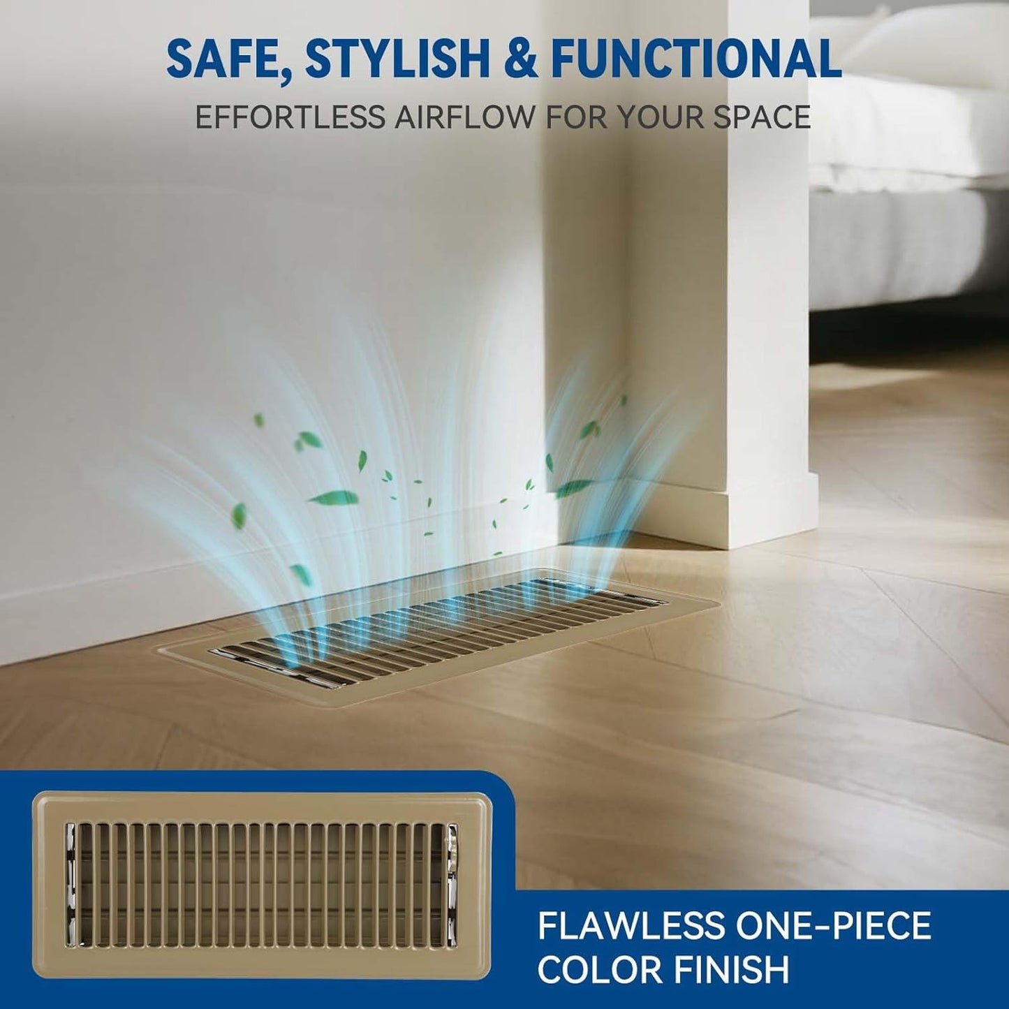 4" X 12" Floor Register Vent Covers 2-Pack, Walkable Powder-Coated Metal Vent Co