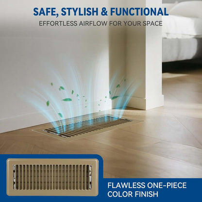 4" X 12" Floor Register Vent Covers 2-Pack, Walkable Powder-Coated Metal Vent Co