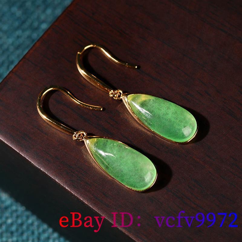 Jade Water Drop Earrings Women Green 925 Silver Amulet Natural Jewelry