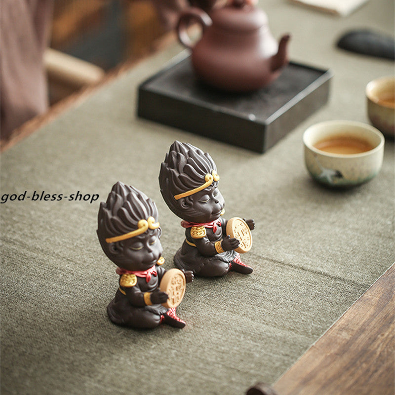 Monkey Statue Yixing Zisha Tea Pet Small Size Safety Wealthy Symbol Purple Clay