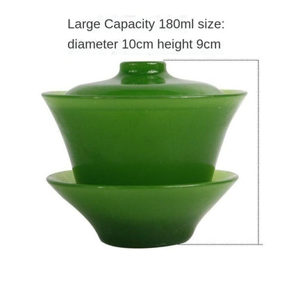 180ml China Kung Fu Natural Jade Gaiwan Tea Bowl Cup Tea Set Ceremony Decor