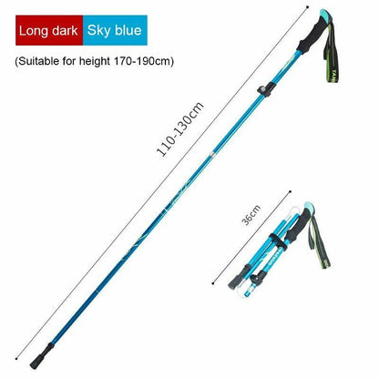 Folding Trekking Pole Portable Walking Stick Outdoor Climbing Hiking Adult Blue