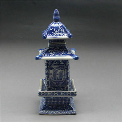 Jingdezhen Old Layered Tower Vase Chinese Blue and White Porcelain Collection