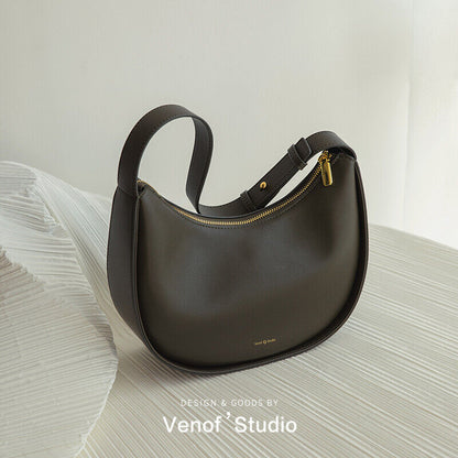 Women's Leather Shoulder Crossbody Bag Message Half Moon Tote Bags Handbags