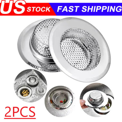 2PCS 4.5" Kitchen Bathroom Sink Strainer Stainless Steel Filter Drain Strainer