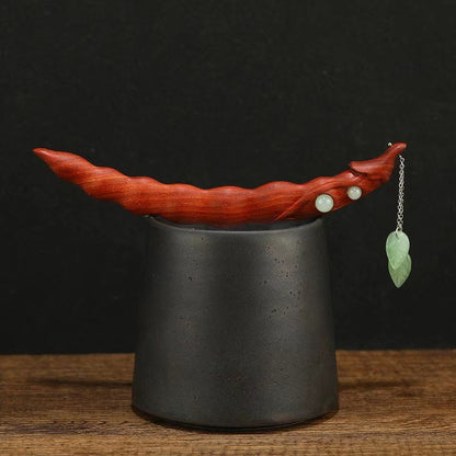 Vintage Red Sandalwood Pea Hairpin Chinese Style Tassel-free Bun Stick