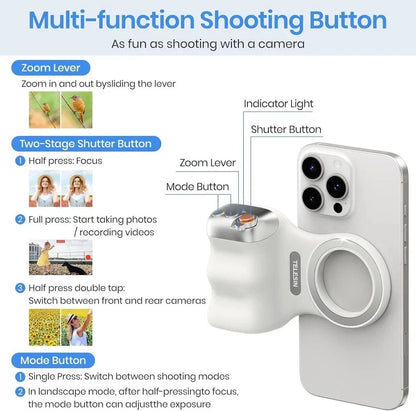 Magnetic Phone Camera Grip, Smartphone Shooting Holder Selfie Handle Snap with