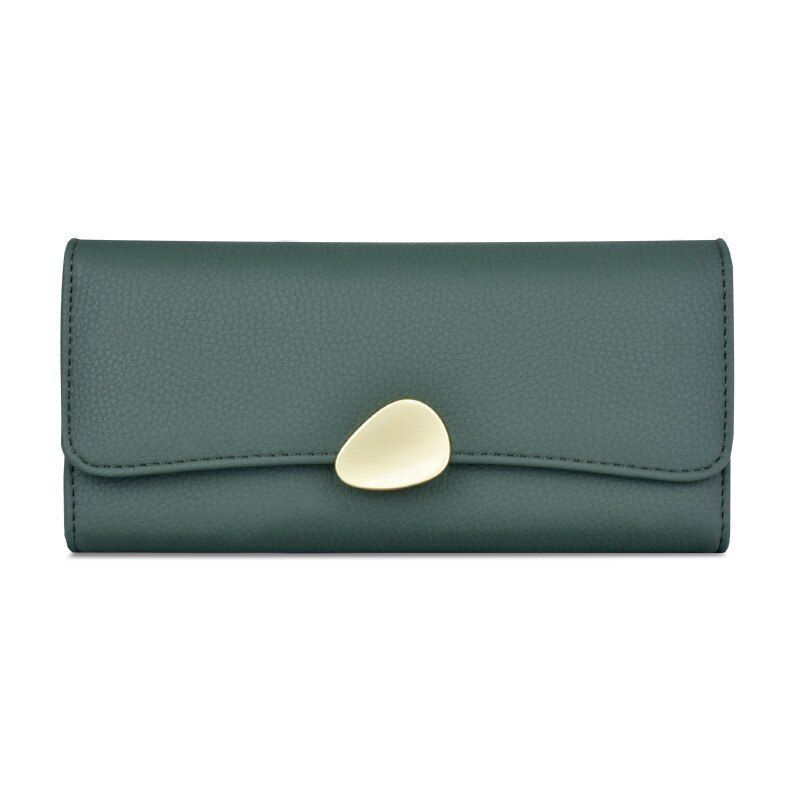 Leather Purse Wallet Green Thin Clutch Phone Bag Luxury Credit Card Holder 9.4CM
