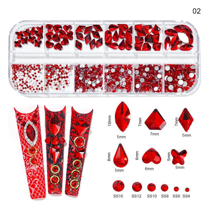 Nail Charms 30Pcs Boxed Luxury Shiny Planet Alloy 3D Art Rhinestones Bling Decor