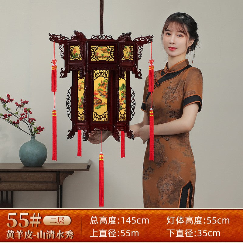 Palace Lantern Carved Wooden Chinese Lantern Balcony Red Outdoor Decoracion