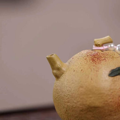 True Yixing Zisha Duan Clay Tea Pot Handmade Kungfu Pot Bionic Orange Master Pot