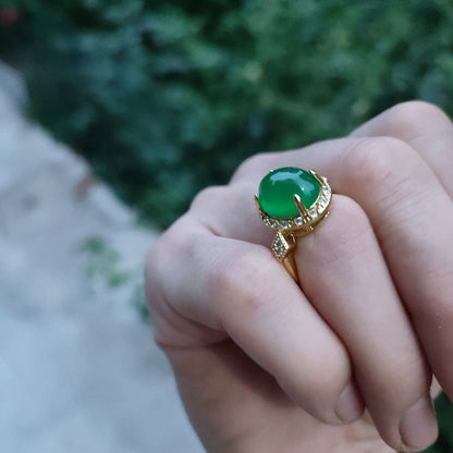 Rings Men Women Jewellery Gift Adjustable Dimension Metallic Artificial green