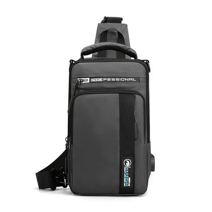 Backpack Chest Pack Shoulder Bag with USB Charging Port Nylon Cross body Bags