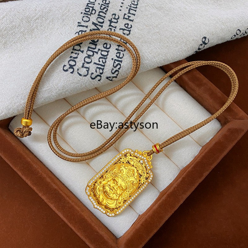 New Fortune God of Wealth 24K Gilding YELLOW GOLD Pendant