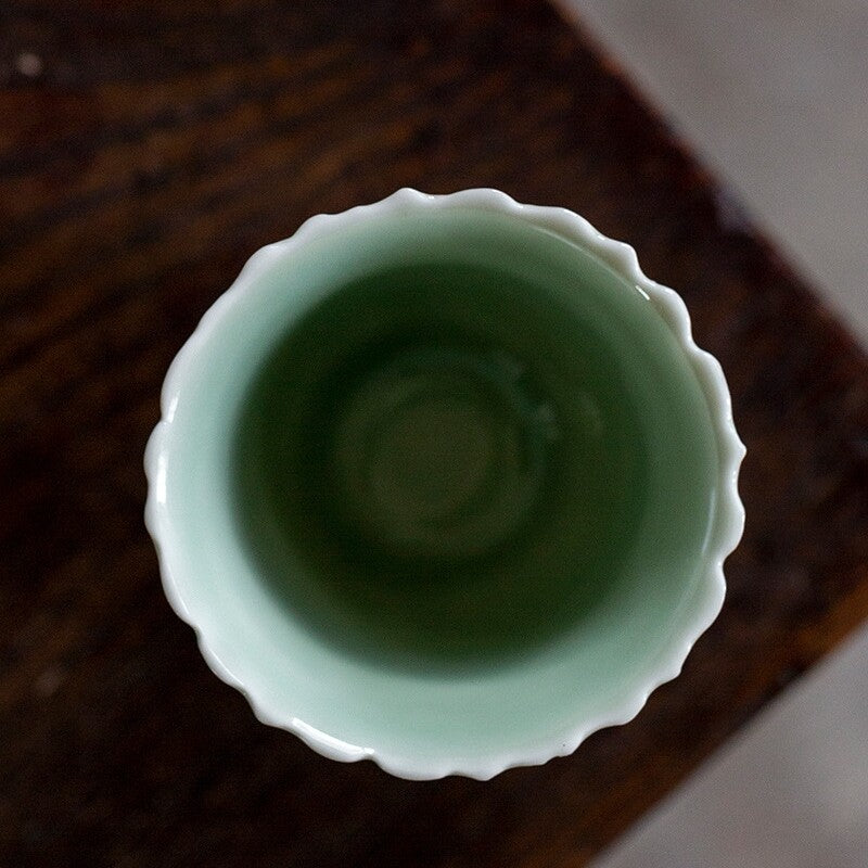 80ml Celadon Porcelain Relief Master Cup Handmade Creative Master Tea Cup China