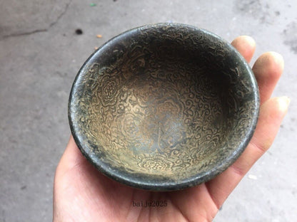 China's old jade bowl Embossed Jade bowl carved in ancient writing For kitchen