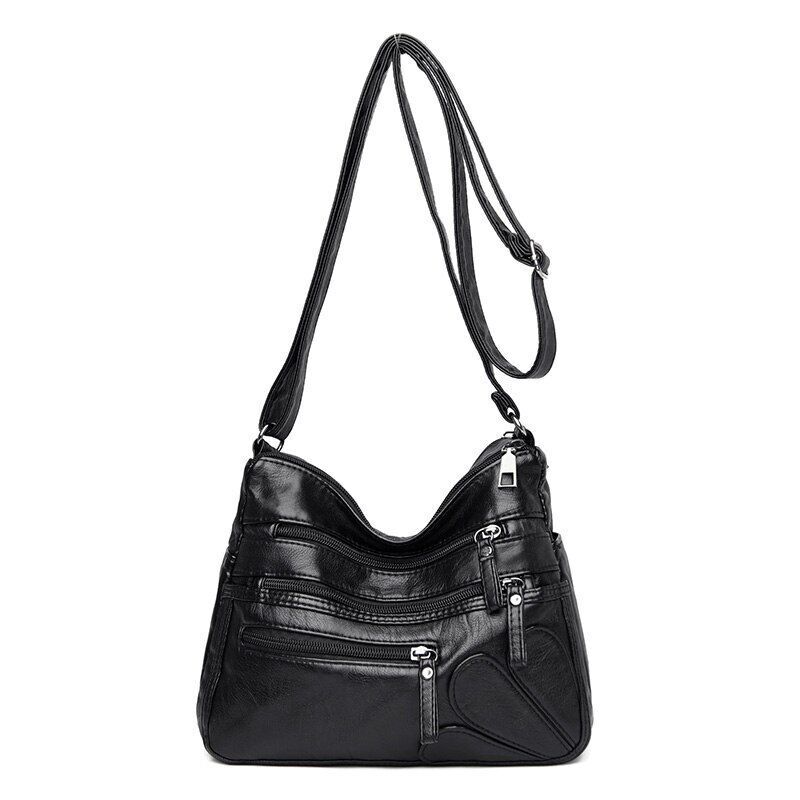 Women Shoulder Bag Leather Messenger Bag Flower Patchwork Leather Purse Handbag