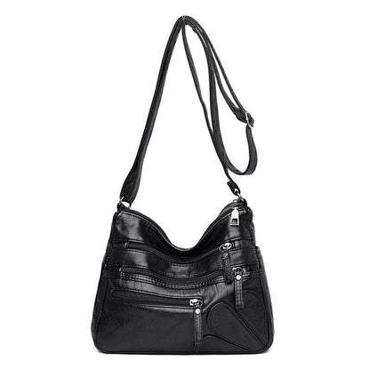 Women Shoulder Bag Leather Messenger Bag Flower Patchwork Leather Purse Handbag