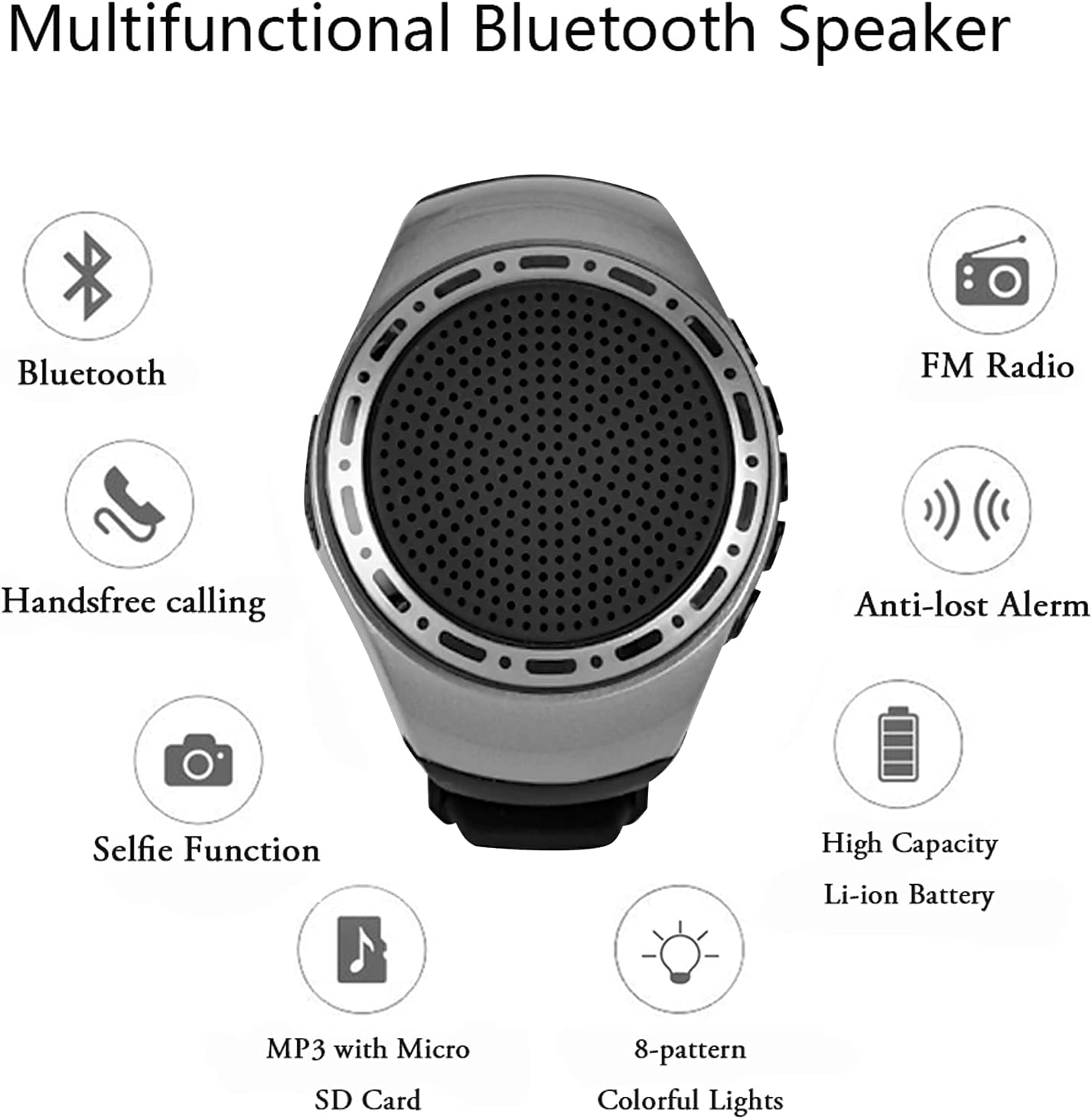 ″Wearable Wrist Bluetooth Speaker Watch - MP3, FM Radio for Outdoor Sports″