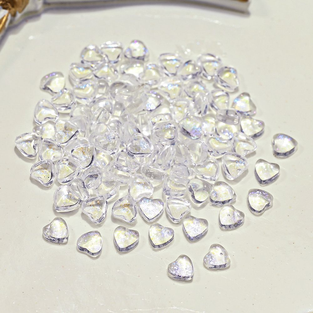 Nail Art Decals 20-100Pcs 3D Heart Charms Clear Acrylic DIY Manicure Accessories
