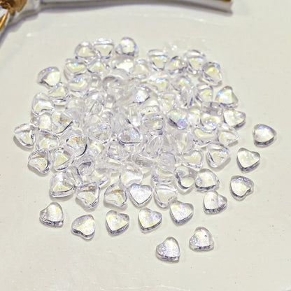 Nail Art Decals 20-100Pcs 3D Heart Charms Clear Acrylic DIY Manicure Accessories