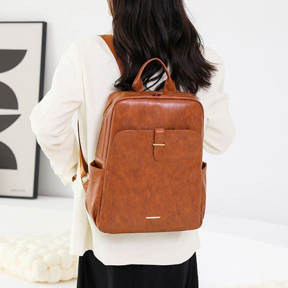 Leather Backpack Stylish Laptop Bag Women Luxury Polyester Traveling Blue Yellow