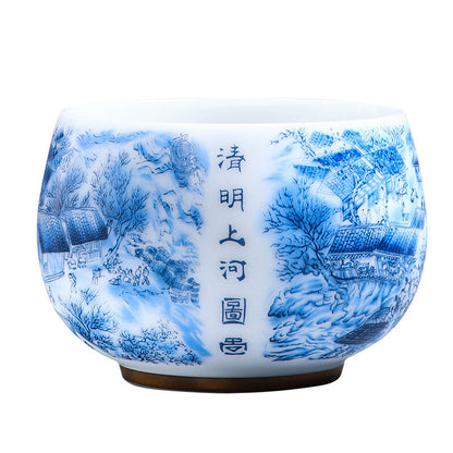 Porcelain Tea Cup Along The River During The Qingming Festival Print Master Cup