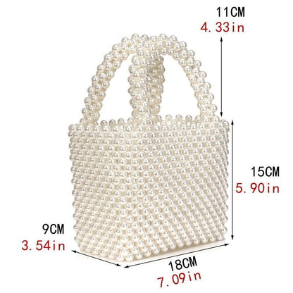 Handmade Pearl Bag Beaded Box Retro Acrylic Plastic Tote Bag Luxury Dinner Bag