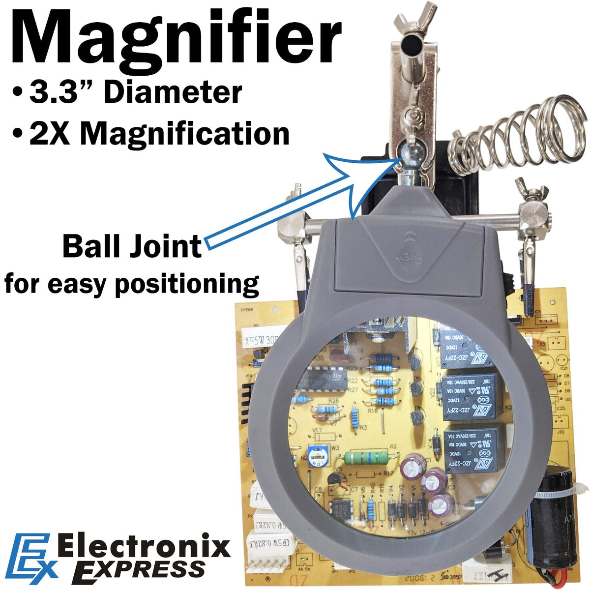 Helping Hand Project Holder with 2x Magnifier and LED Lights, Sturdy Iron Base