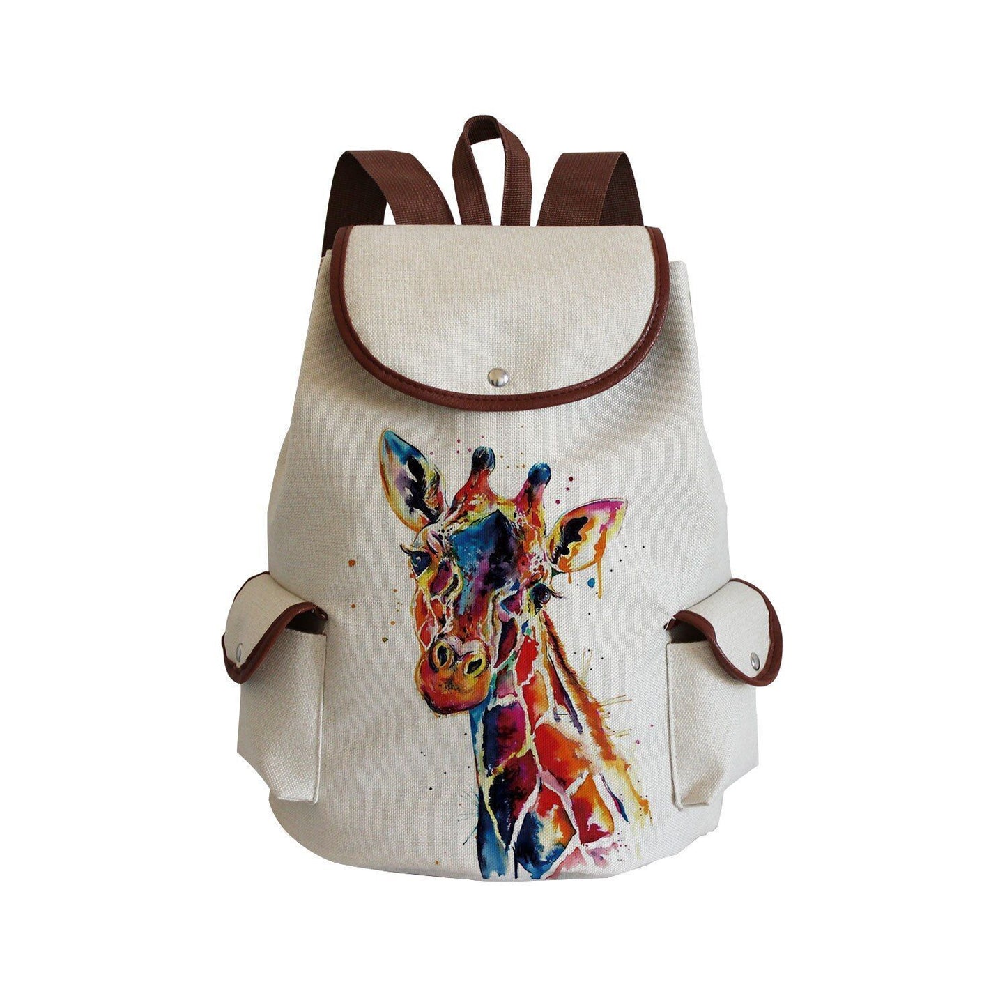 Large Traveling Backpack Watercolor Animal Print Purse Portable Traveling Bags